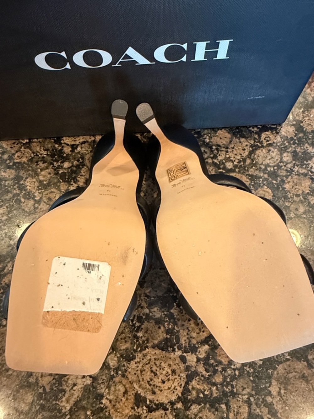 Coach Black Braided Leather Slide Mules with Square Toe - Picture 6 of 6